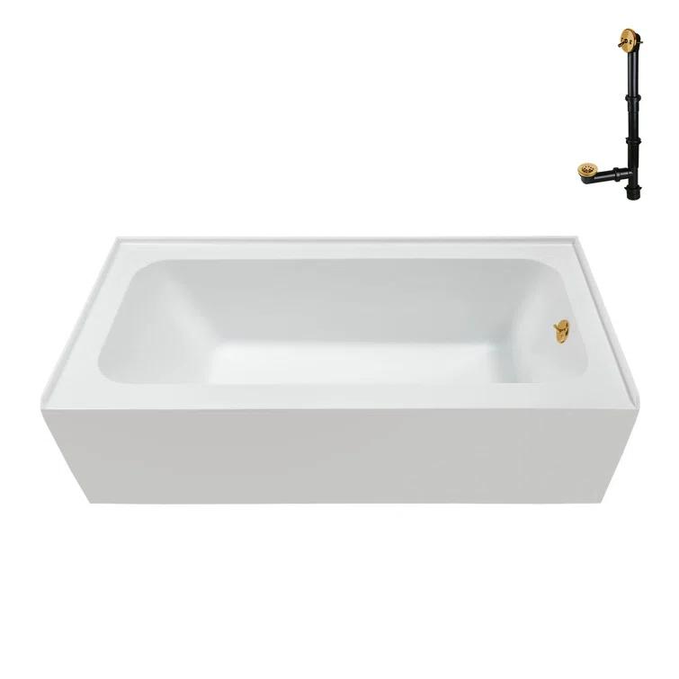 Streamline Bath Streamline 60 in. x 30 in. Acrylic Right-Hand Drain Alcove Bathtub in Glossy White With External Drain NAL-5660-BGL