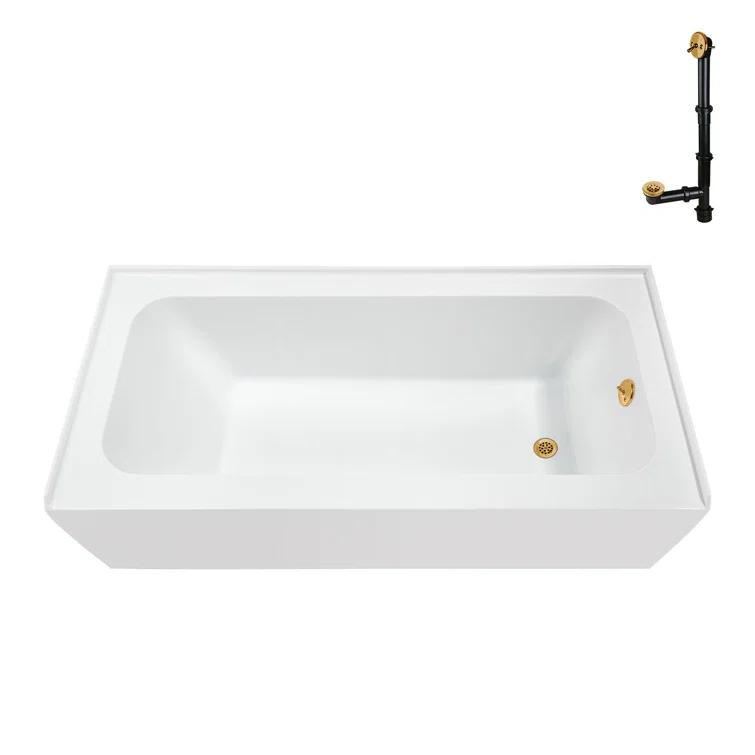 Streamline Bath Streamline 60 in. x 30 in. Acrylic Right-Hand Drain Alcove Bathtub in Glossy White With External Drain NAL-5660-BGL