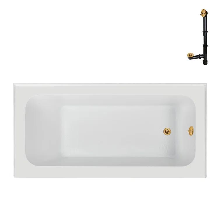 Streamline Bath Streamline 60 in. x 30 in. Acrylic Right-Hand Drain Alcove Bathtub in Glossy White With External Drain NAL-5660-BGL