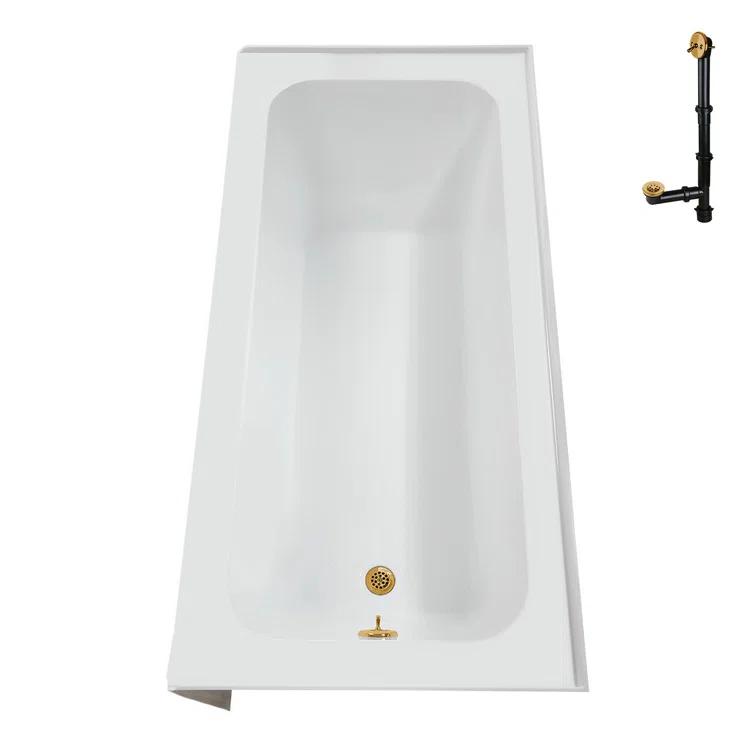 Streamline Bath Streamline 60 in. x 30 in. Acrylic Right-Hand Drain Alcove Bathtub in Glossy White With External Drain NAL-5660-BGL