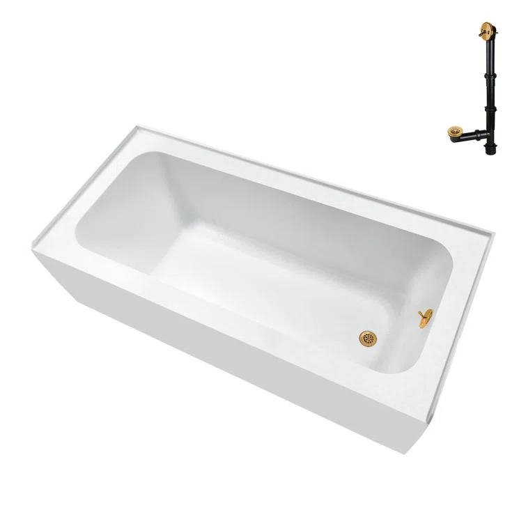 Streamline Bath Streamline 60 in. x 30 in. Acrylic Right-Hand Drain Alcove Bathtub in Glossy White With External Drain NAL-5660-BGL