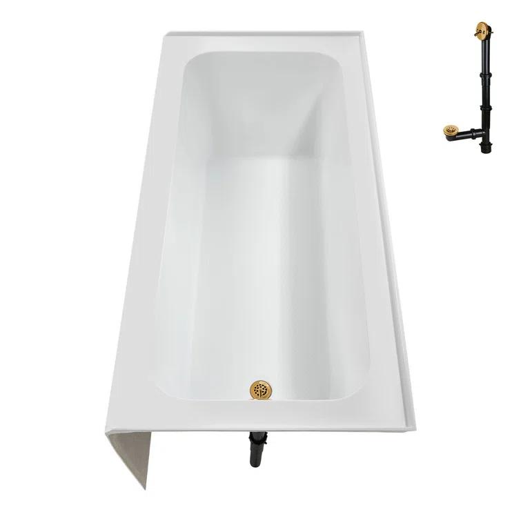 Streamline Bath Streamline 60 in. x 30 in. Acrylic Right-Hand Drain Alcove Bathtub in Glossy White With External Drain NAL-5660-BGL