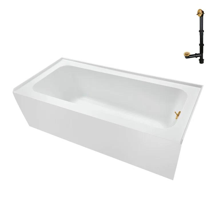 Streamline Bath Streamline 60 in. x 30 in. Acrylic Right-Hand Drain Alcove Bathtub in Glossy White With External Drain NAL-5660-BGL