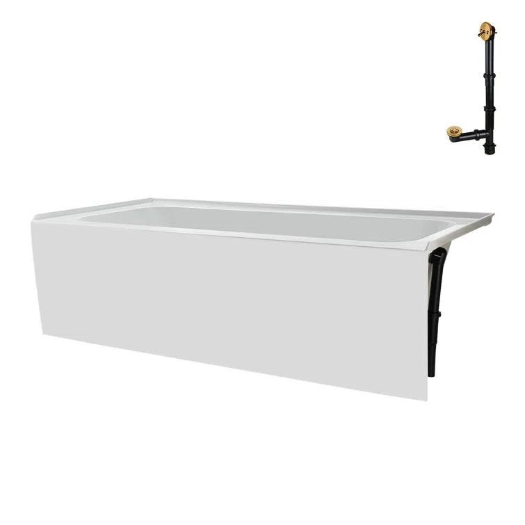 Streamline Bath Streamline 60 in. x 30 in. Acrylic Right-Hand Drain Alcove Bathtub in Glossy White With External Drain NAL-5660-BGL