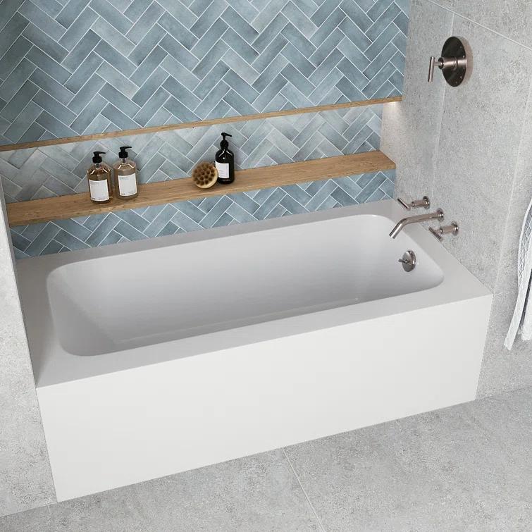 Streamline Bath Streamline 60 in. x 30 in. Acrylic Right-Hand Drain Alcove Bathtub in Glossy White With External Drain NAL-5660-BNK