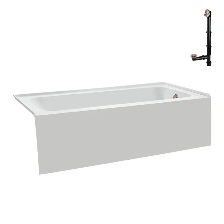 Streamline Bath Streamline 60 in. x 30 in. Acrylic Right-Hand Drain Alcove Bathtub in Glossy White With External Drain NAL-5660-BNK