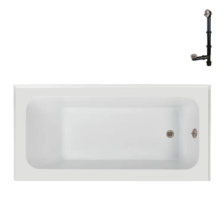 Streamline Bath Streamline 60 in. x 30 in. Acrylic Right-Hand Drain Alcove Bathtub in Glossy White With External Drain NAL-5660-BNK