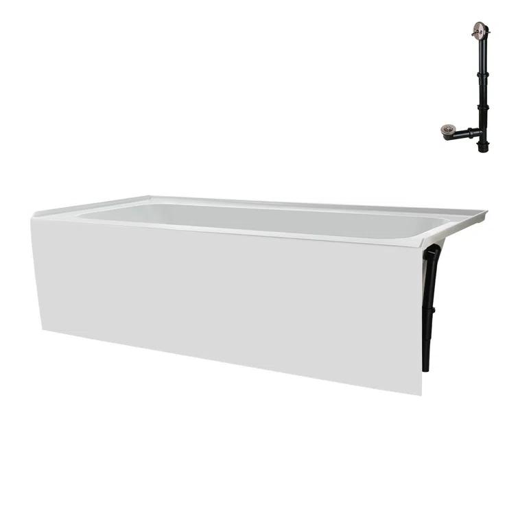 Streamline Bath Streamline 60 in. x 30 in. Acrylic Right-Hand Drain Alcove Bathtub in Glossy White With External Drain NAL-5660-BNK