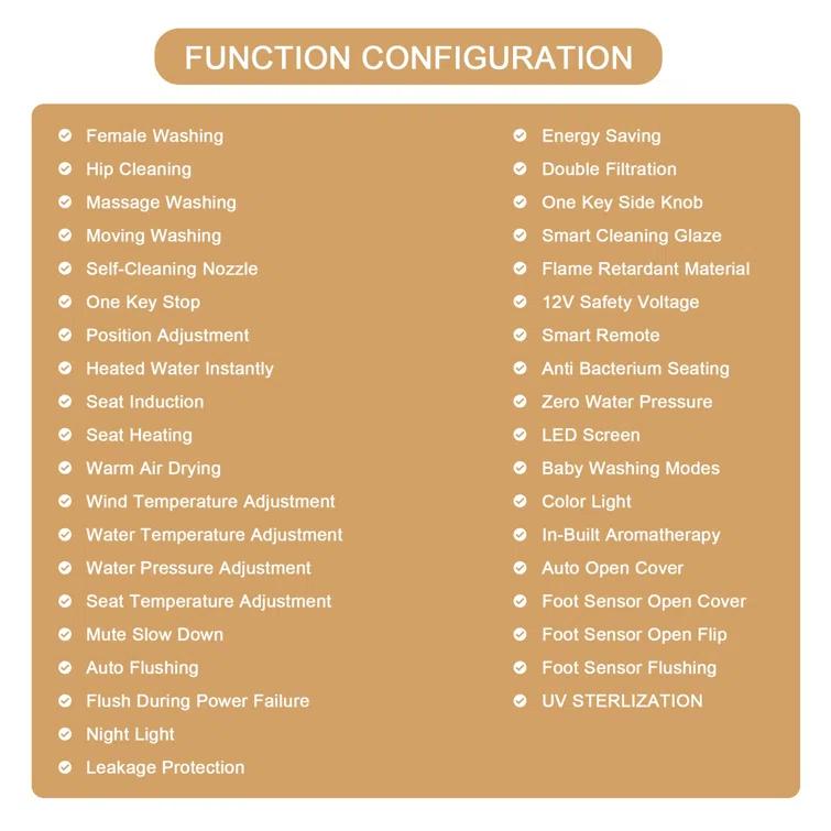 1.28 GPF Smart Bidet Toilet Single Flush Elongated Toilet Bidet Warm Water Clean Auto Flush Bidet