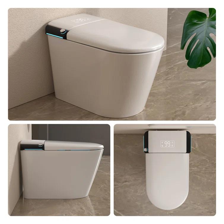 1.28 GPF Smart Bidet Toilet Single Flush Elongated Toilet Bidet Warm Water Clean Auto Flush Bidet