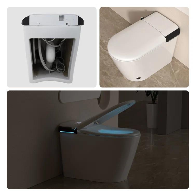 1.28 GPF Smart Bidet Toilet Single Flush Elongated Toilet Bidet Warm Water Clean Auto Flush Bidet