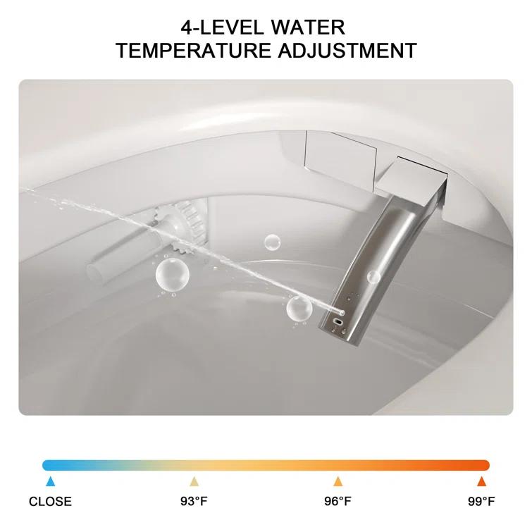 1.28 GPF Smart Bidet Toilet Single Flush Elongated Toilet Bidet Warm Water Clean Auto Flush Bidet