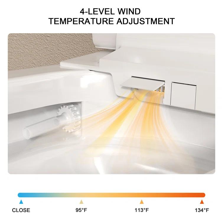 1.28 GPF Smart Bidet Toilet Single Flush Elongated Toilet Bidet Warm Water Clean Auto Flush Bidet