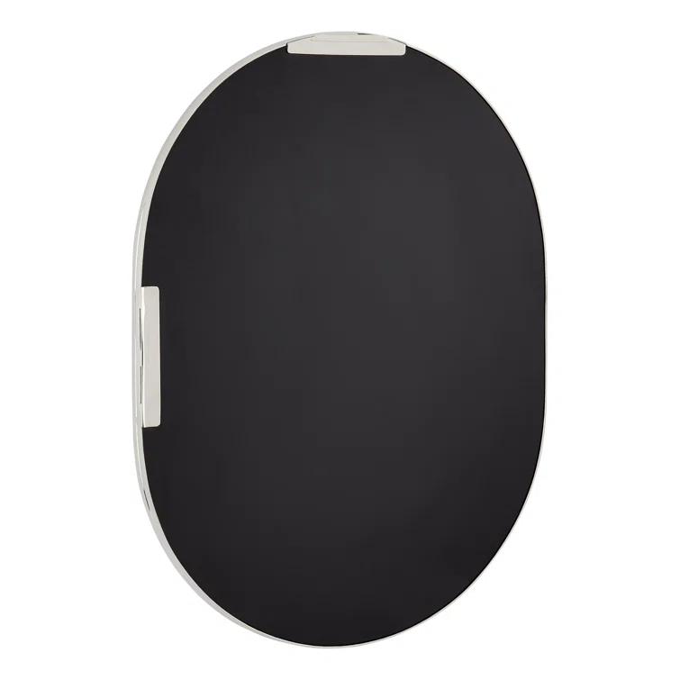 Polished Nickel Oval Iron Framed Bathroom Vanity Mirror