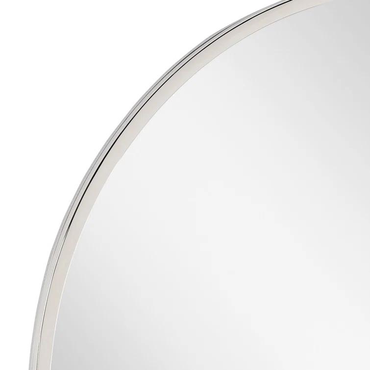Polished Nickel Oval Iron Framed Bathroom Vanity Mirror