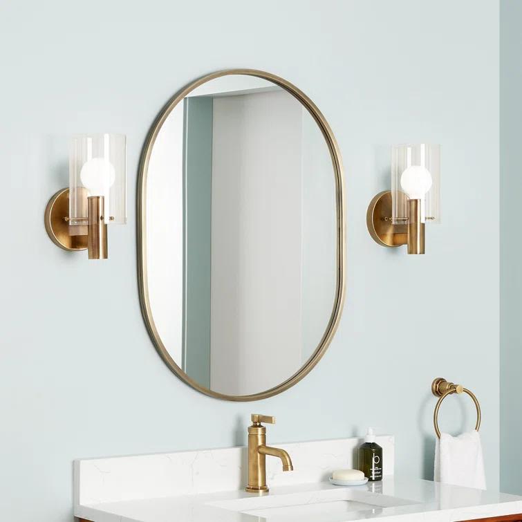 Signature Hardware Colborne 32-1/2" x 24" Modern Oval Framed Bathroom Wall Mirror