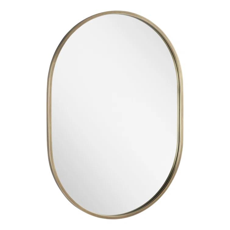 Signature Hardware Colborne 32-1/2" x 24" Modern Oval Framed Bathroom Wall Mirror