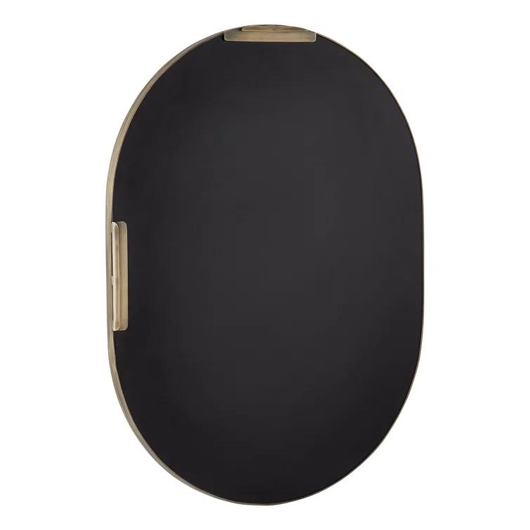 Signature Hardware Colborne 32-1/2" x 24" Modern Oval Framed Bathroom Wall Mirror