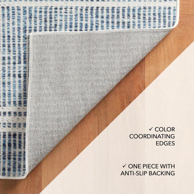 Malta Blue Machine Washable Rug