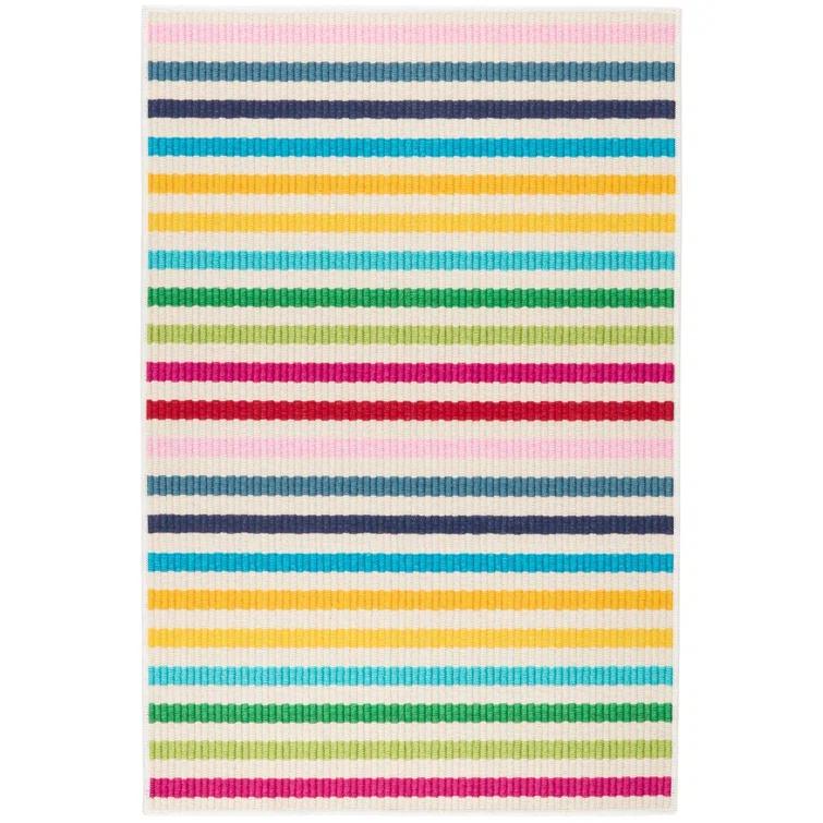 Rainbow Stripe Multi Machine Washable Rug