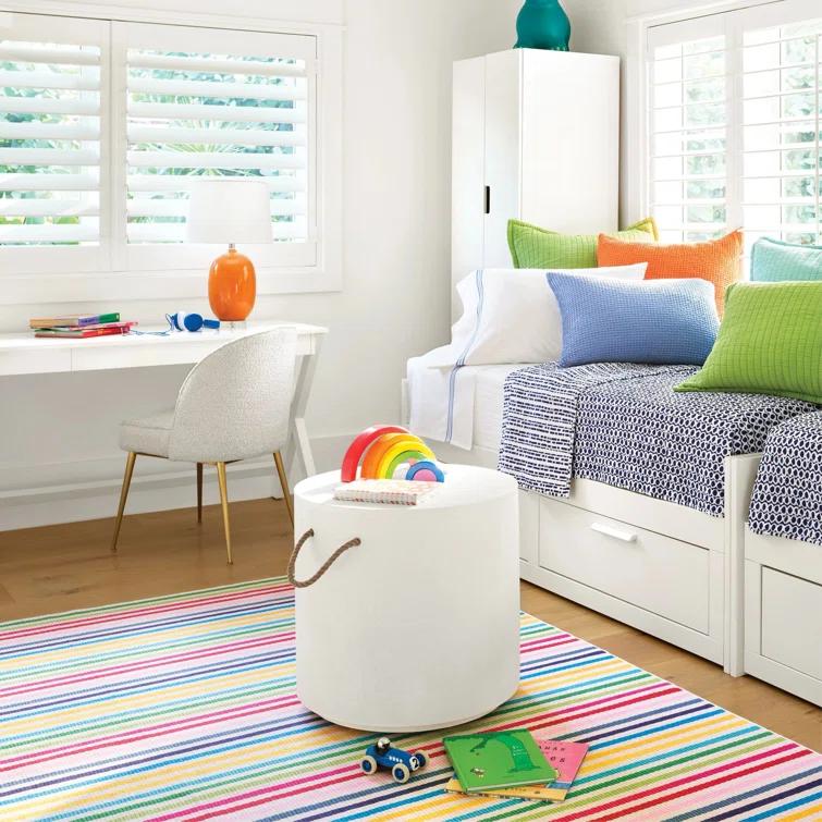 Rainbow Stripe Multi Machine Washable Rug