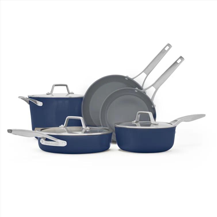 Calphalon Calphalon Premier Ceramic Nonstick 8-Piece Cookware Set, Midnight Blue