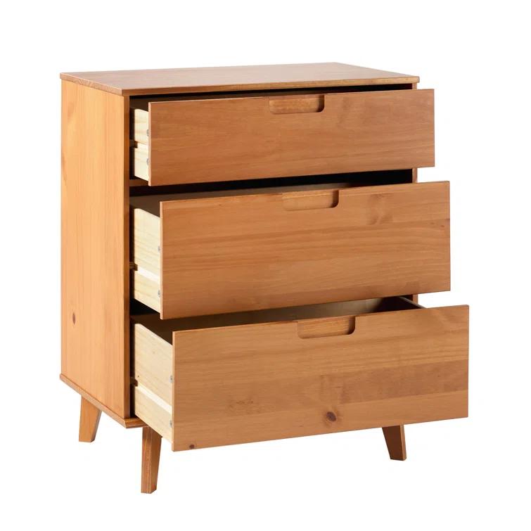 Yarber Groove 3 Drawer Solid Wood Chest