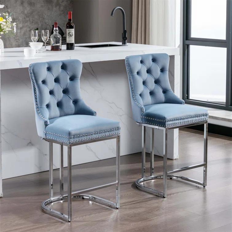 Jermon Upholstered Counter Stool with Metal Frame