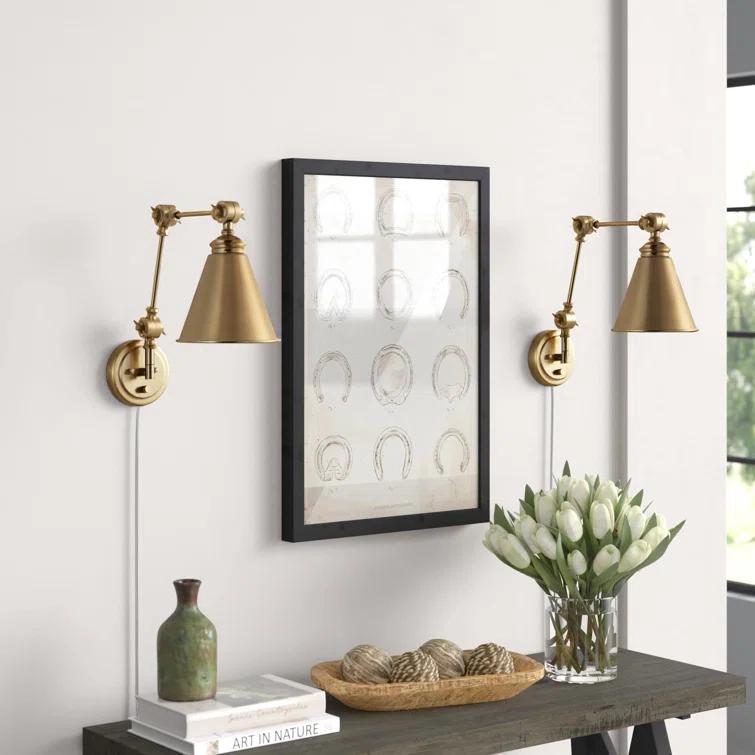 Gold Swing Arm Wall Lamp Set Of 2, Modern Adjustable Wall Mounted Sconce