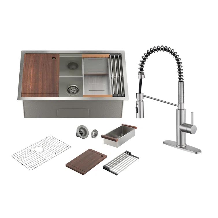CASAINC 30" L X 19" W Single Bowl Stainless Steel Undermount Kitchen Sink With Faucet
