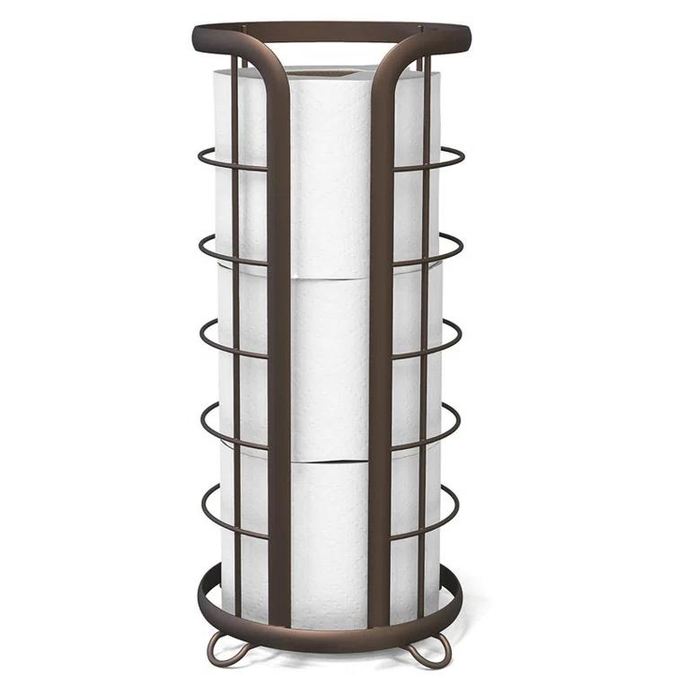 BROOKSTONE, Bronze Toilet Paper Holder, Freestanding Bathroom Tissue Organizer, Minimalistic Storage Solution, Modern & Stylish Design [Holds MEGA Rolls]