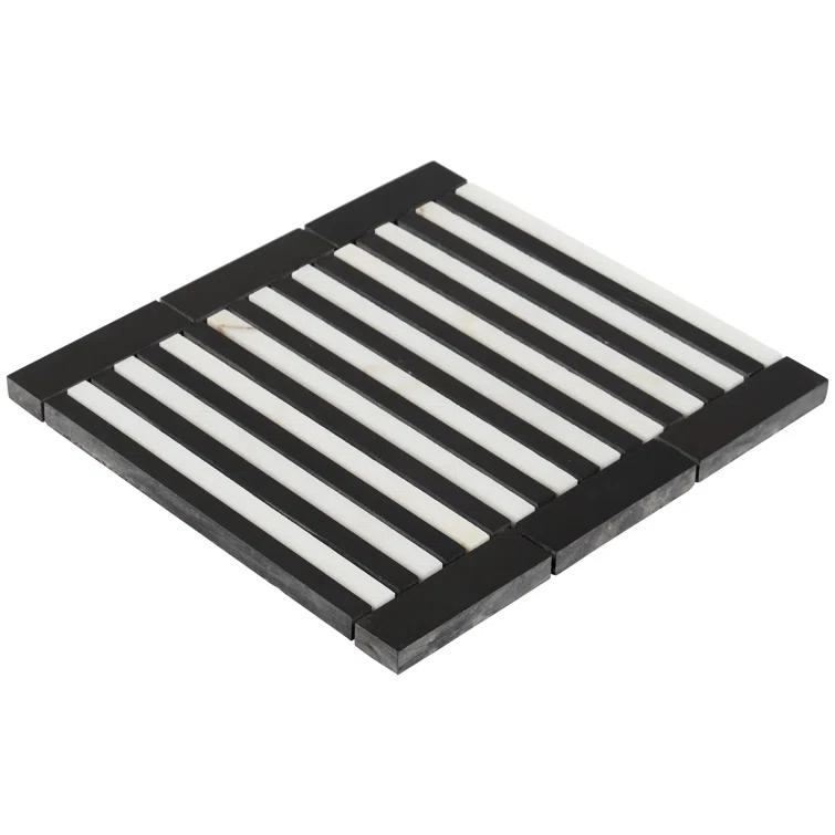 Bond Tile Florey Linear 7.87 in. x 8.31 in. Polished Marble Floor and Wall Mosaic Tile