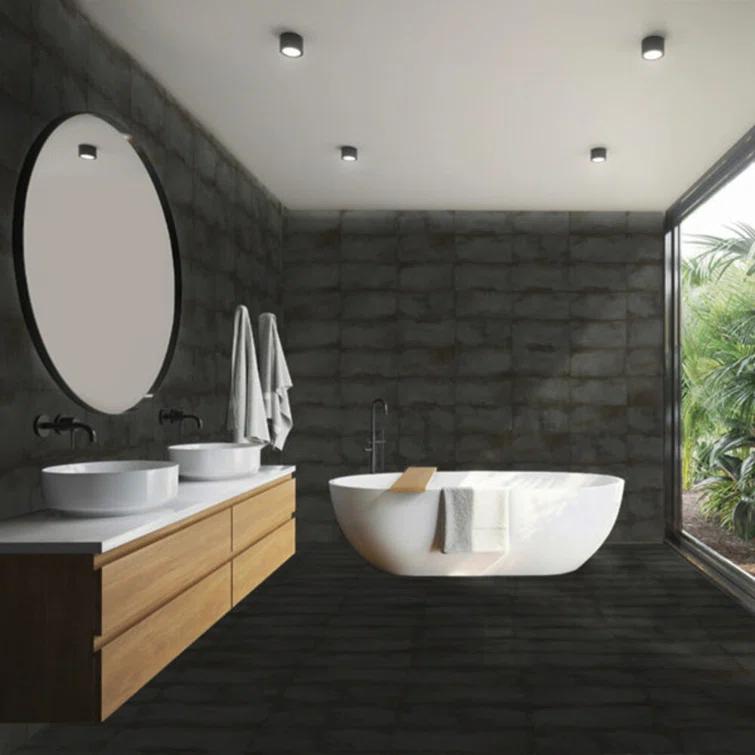 Angela Harris Fuller 12" x 24" Matte Cement Look Porcelain Wall & Floor Tile (11.62 Sq. Ft. / Case)