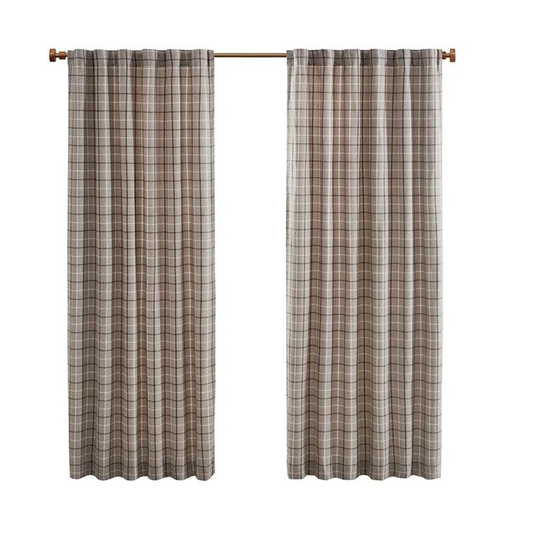 Anaheim Woven Plaid Room Darkening Thermal Fleece Lined Single Curtain Panel