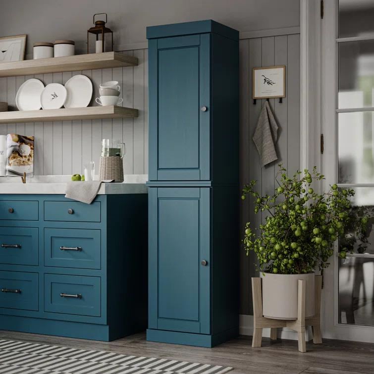 Latitude Run® Jaylena 100% Solid Wood 16.5" Pantry Cabinet with Solid Doors and Adjustable Shelves