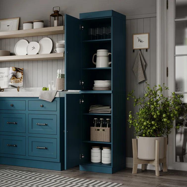 Latitude Run® Jaylena 100% Solid Wood 16.5" Pantry Cabinet with Solid Doors and Adjustable Shelves