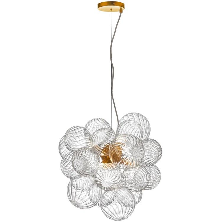 Dainolite Charlize 6 Light Pendant - Clear Spiral Glass