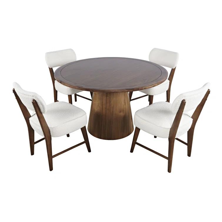 Traiden Mid-century Modern Pedestal 5 Piece Dining Set - Black