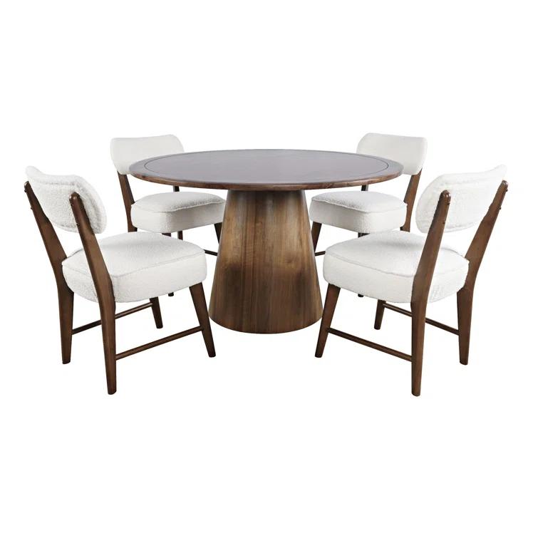 Traiden Mid-century Modern Pedestal 5 Piece Dining Set - Black