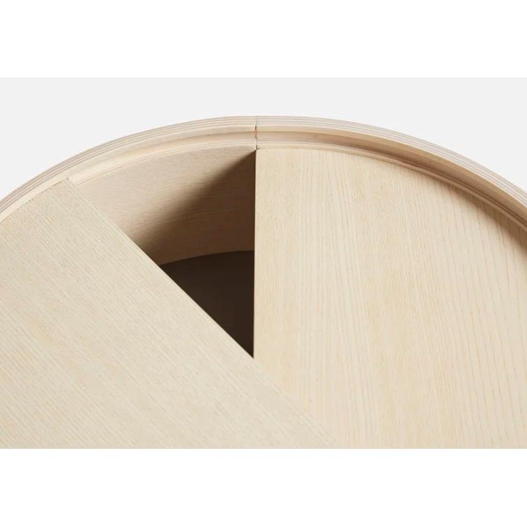White Pigmented Ash Round Coffee Table with Hidden Storage