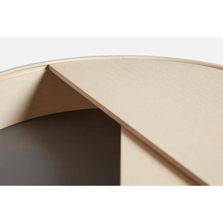White Pigmented Ash Round Coffee Table with Hidden Storage