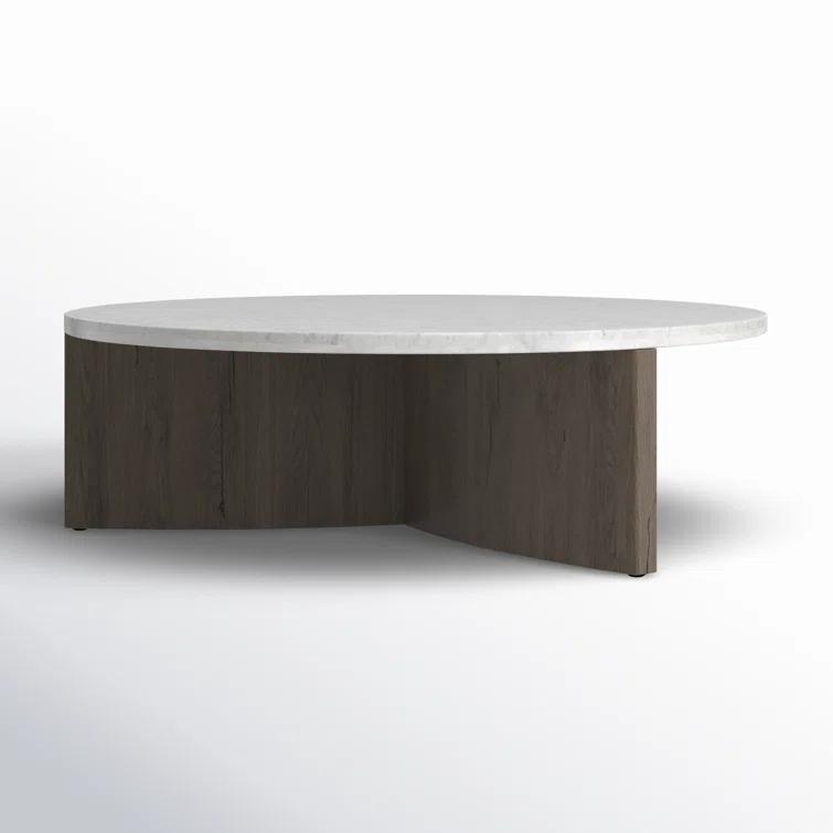 Voss Round Coffee Table - Natural and White Marble