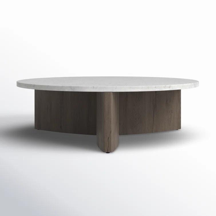 Voss Round Coffee Table - Natural and White Marble