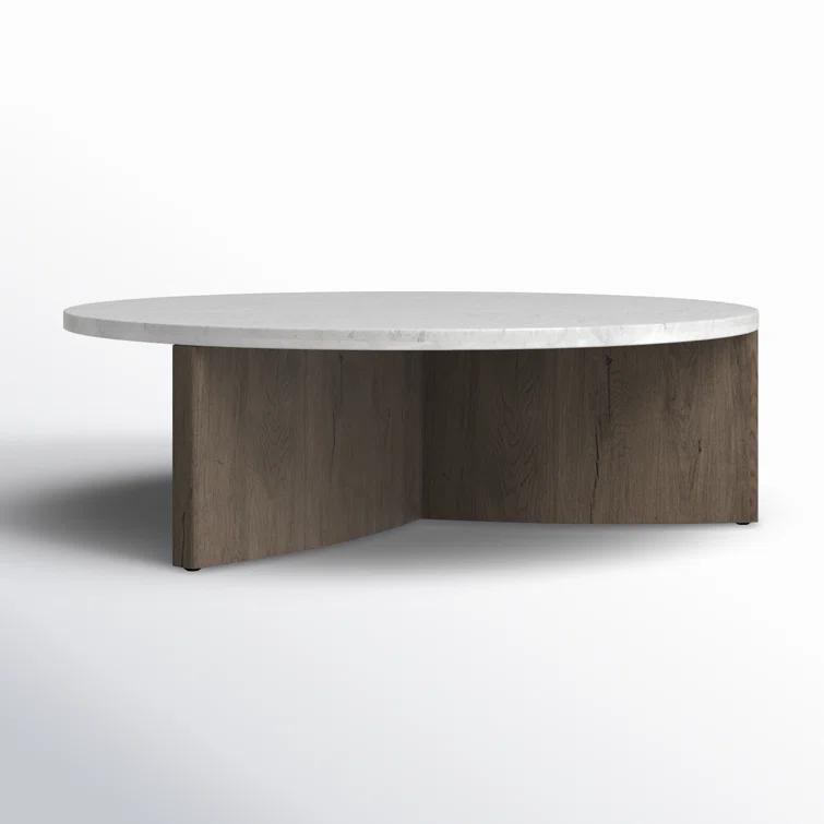 Voss Round Coffee Table - Natural and White Marble