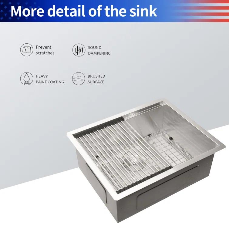 23'' L Undermount Single Bowl Stainless Steel Kitchen Sink