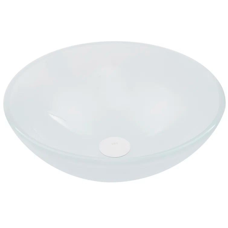 Giovanni Glass 17" L 17" W 6" H Round Vessel Bathroom Sink
