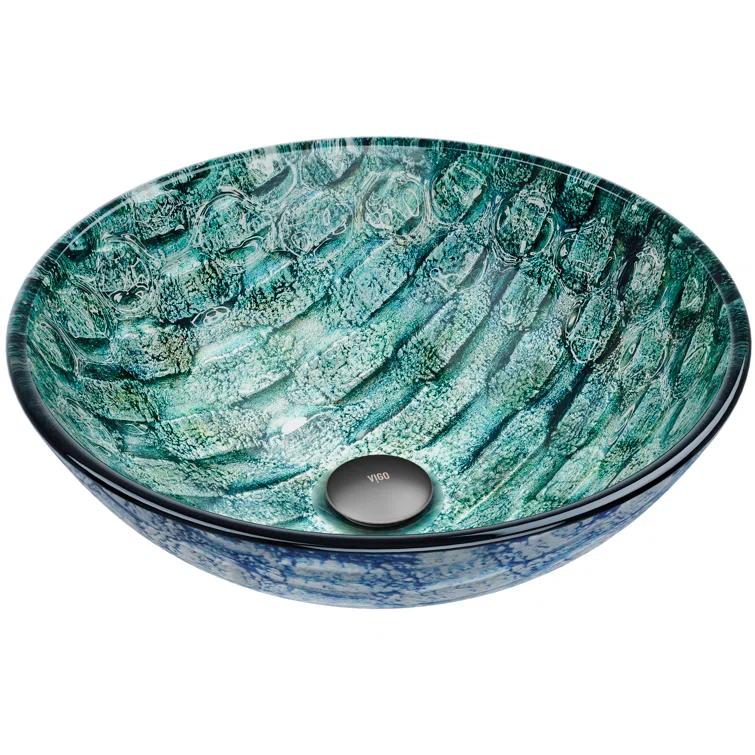 Russet Glass 17" L 17" W 6" H Round Vessel Bathroom Sink