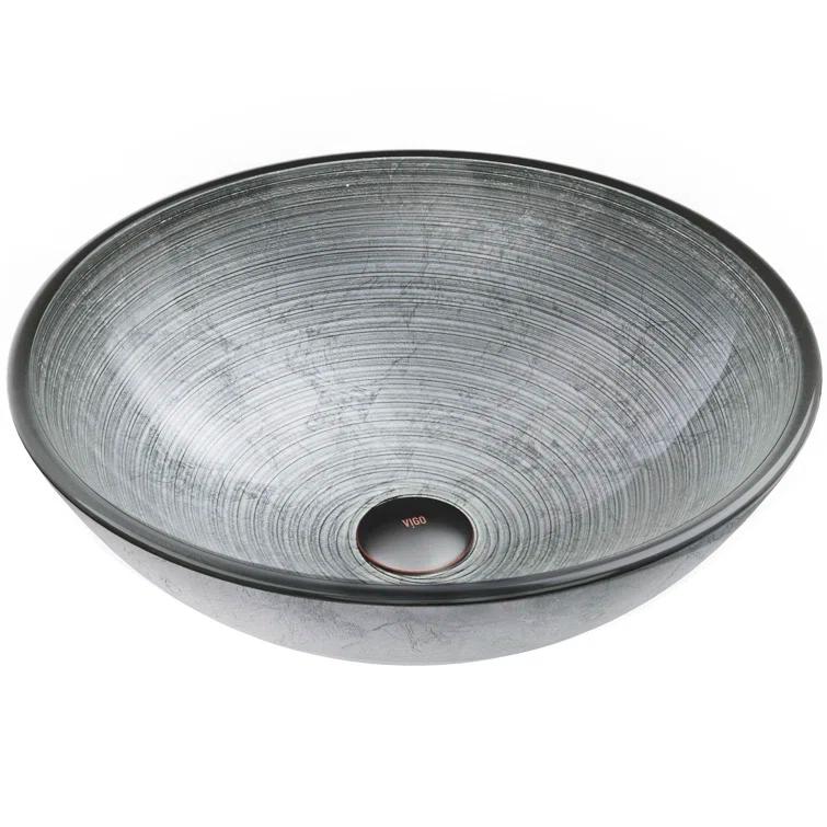 Russet Glass 17" L 17" W 6" H Round Vessel Bathroom Sink