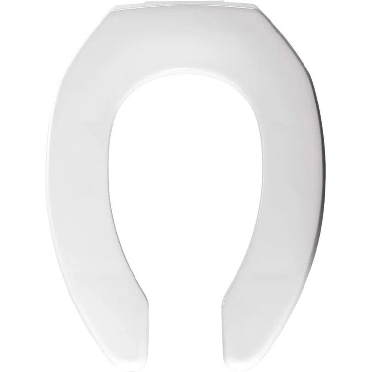 2155CT Commercial Heavy Duty Open Front Toilet Seat, No Lid, Never Loosen, ELONGATED, Plastic, White