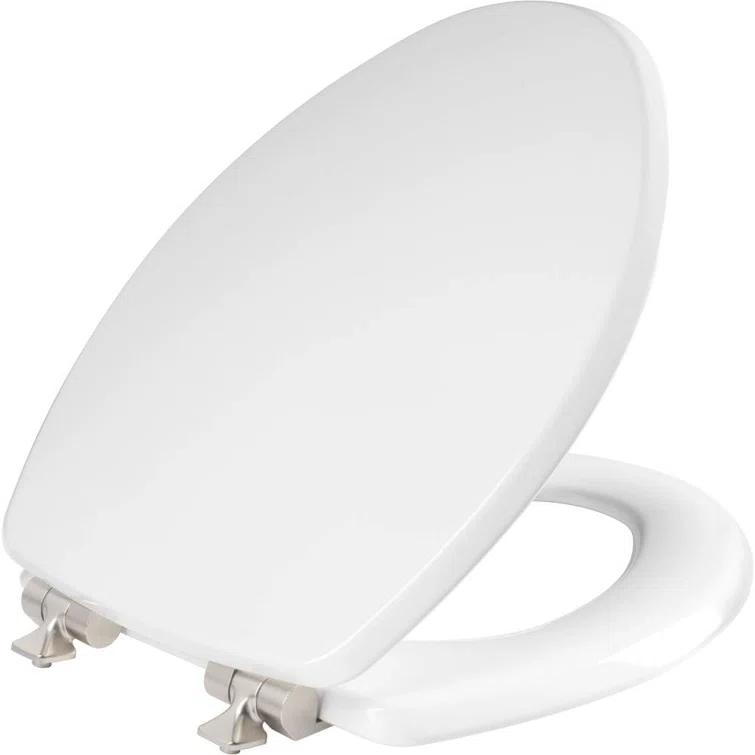 Mayfair by Bemis 7M1826NISL 000 Bennett Toilet Seat with Metal Hinges, Slow Close Wood Seat, Easy Install, Elongated, White